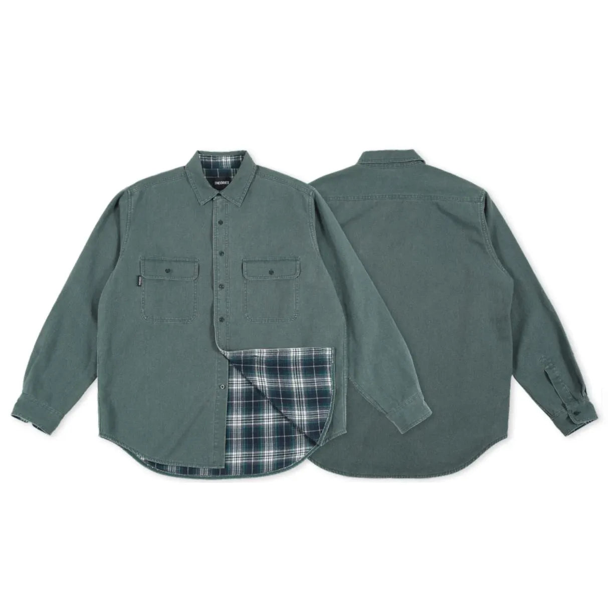 Theories Union Flannel Sea Green
