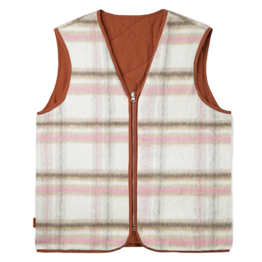 Butter Goods Reversible Hairy Plaid Vest Brown/Pink