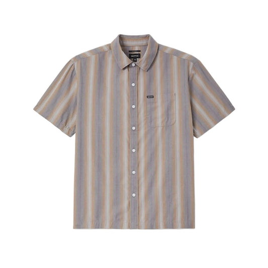 Brixton Cru S/S WVN Charcoal Shadow Stripe