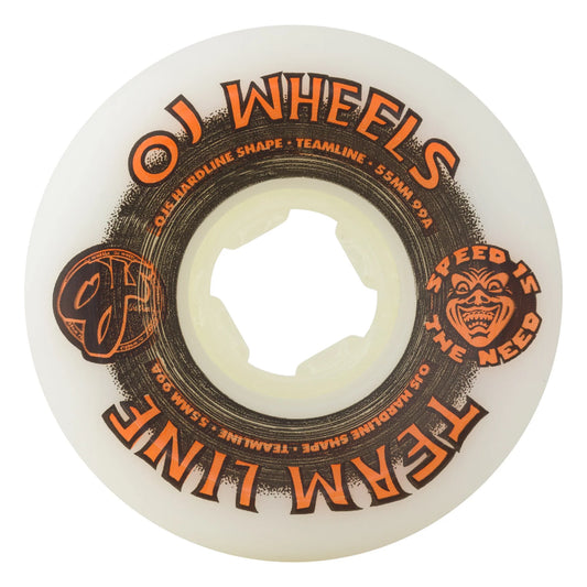 OJ Team Line Original White Black/Orange Hardline 99a Skateboard Wheels 55mm