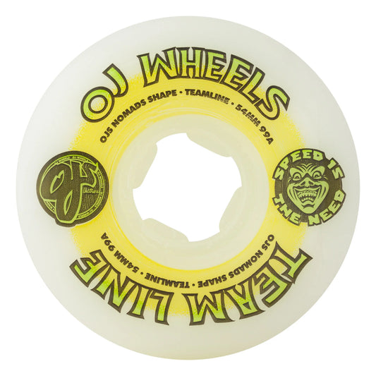 OJ Team Line Original White Yellow/Green nomads 99a Skateboard Wheels 54mm