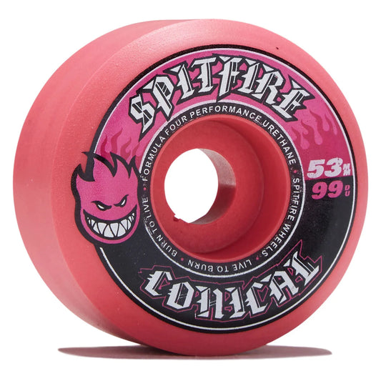 SPITFIRE F4 99D 53MM TEAM CONICAL COLORS SKATEBOARD WHEELS PINK