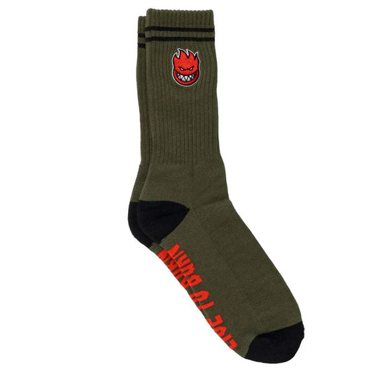 Spitfire Bighead Fill Embroidered Sock (OLIVE/BLACK/RED)