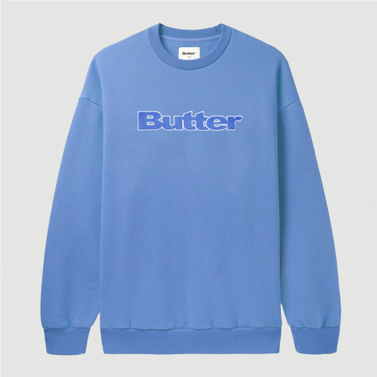 Butter Goods Cord Logo Crewneck Sweatshirt Cornflower