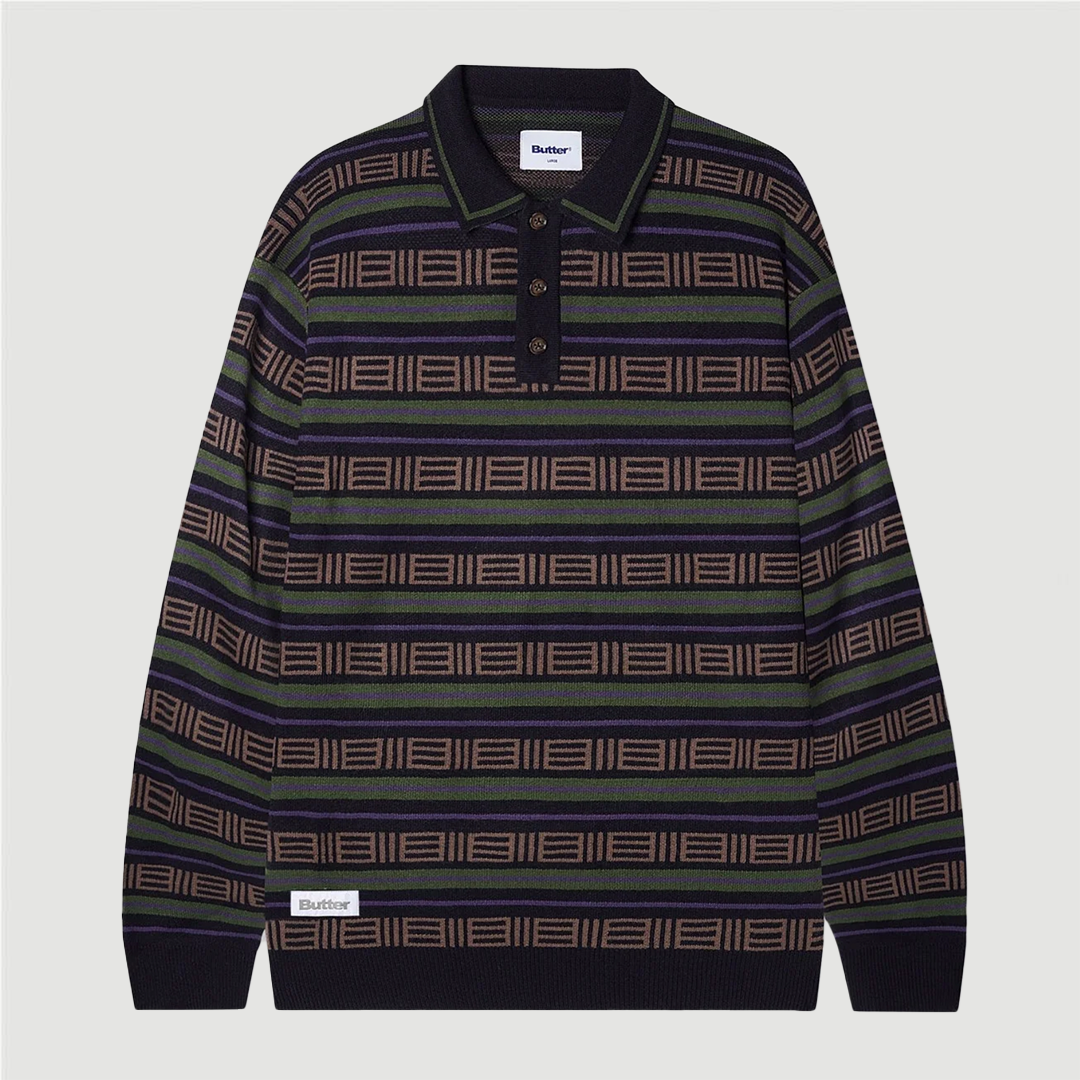 Butter Goods Windsor Knitted Sweater Navy/Forest