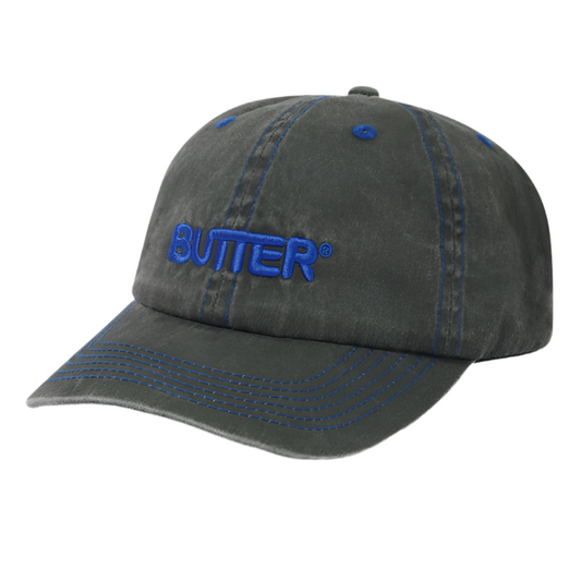 Butter Goods Rounded Logo 6 Panel Cap Washed Black