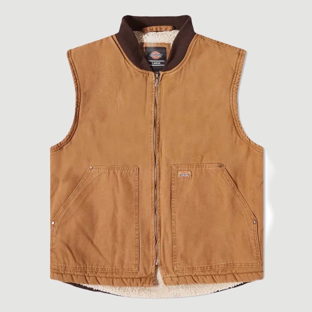Stonewashed Duck High Pile Fleece Lined Vest Stonewashed Brown Duck