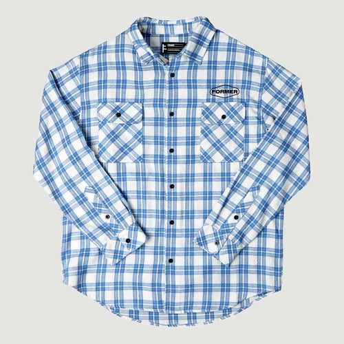 Former Silence Check L/S Shirt Pale Blue