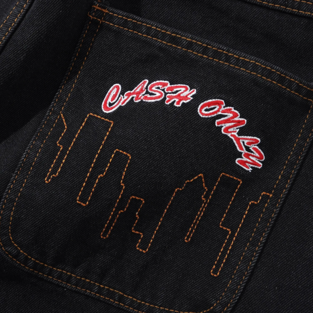 Cash Only Logo baggy Denim Washed Black