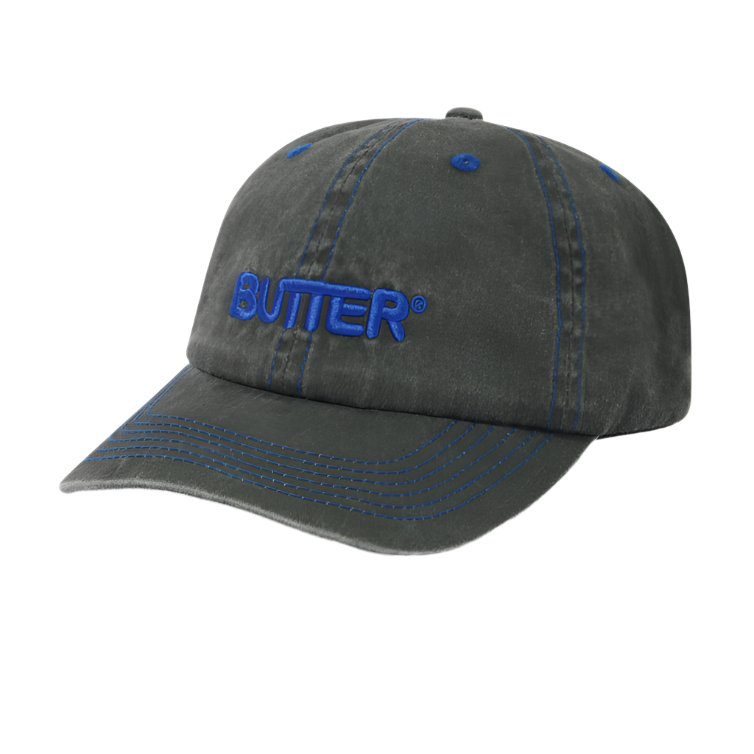 Butter Goods Rounded Logo 6 Panel Cap Washed Black