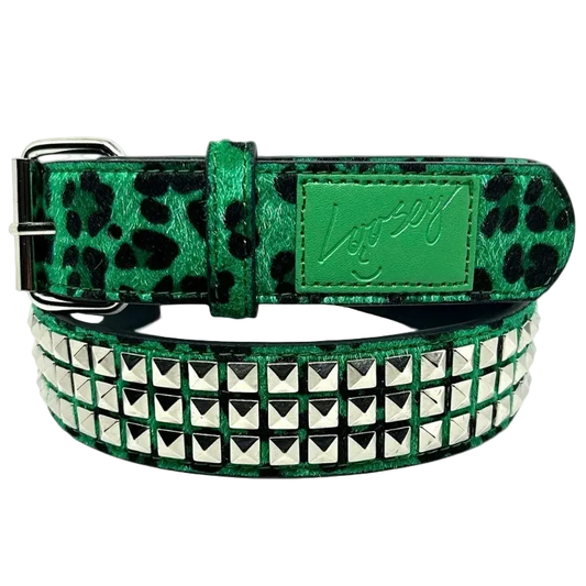 loosey Loves You Green Cheetah Studded Belt