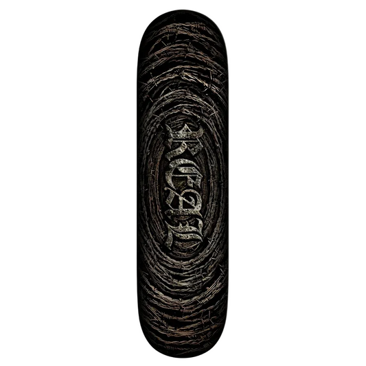 Real Barbed Wire Oval Skateboard Deck Black Silver