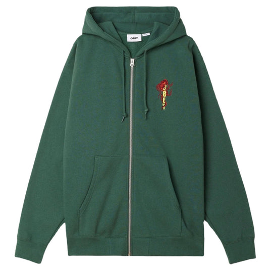 Obey Dragon Zip Hood Dark Cedar